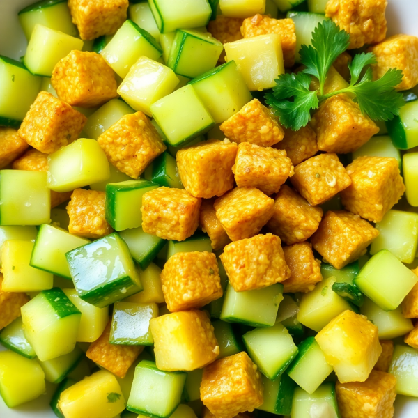 Crispy Cucumber and Soya Chunk Salad