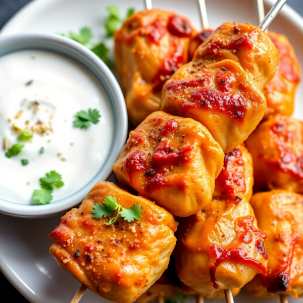 Spicy Chicken Kebabs with Yogurt Sauce