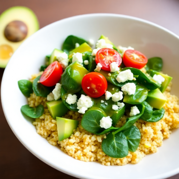 Quinoa & Avocado Spinach Salad