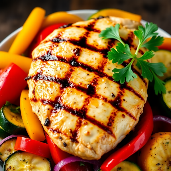 Grilled Chicken with Marinated Veggies