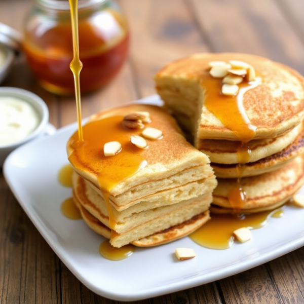 Almond Flour Pancakes with Honey Drizzle