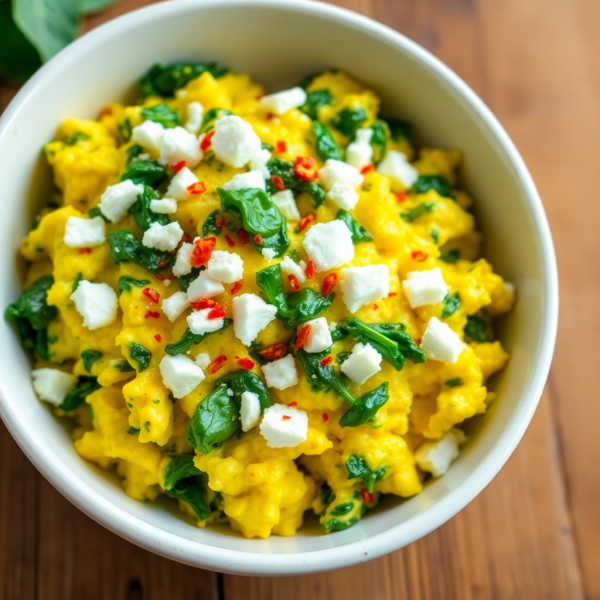 Savory Spinach and Feta Egg Scramble