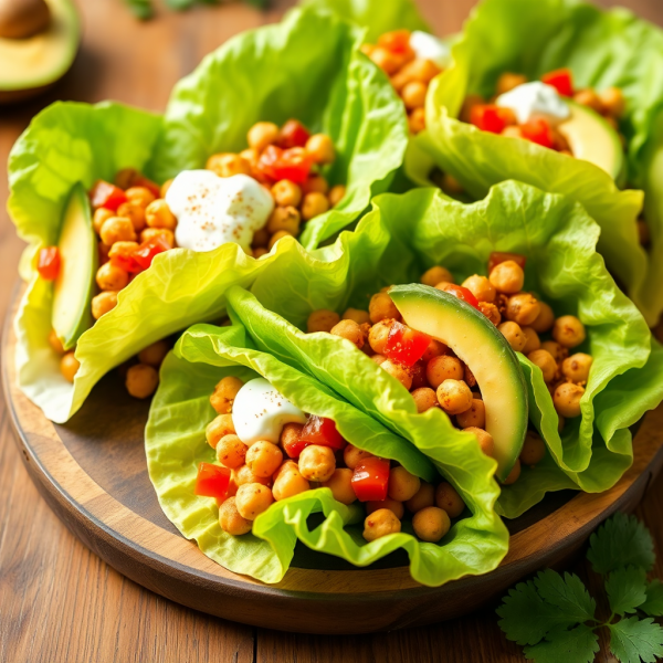 Lettuce Wrap Tacos with Spicy Chickpea Filling