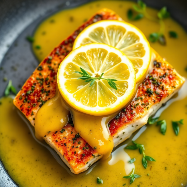 Herb-Crusted Trout with Lemon Butter Sauce