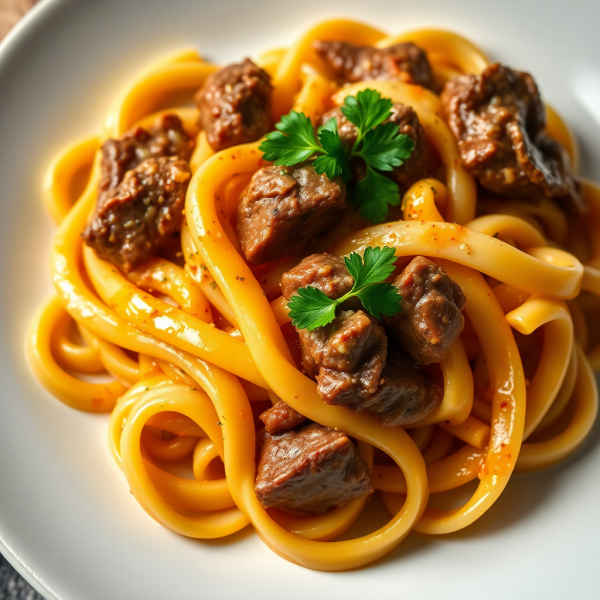 Creamy Paprika Shin Steak Pasta