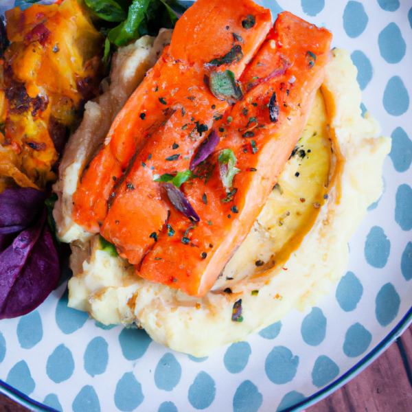 Baked Salmon with Sweet Potato Mash